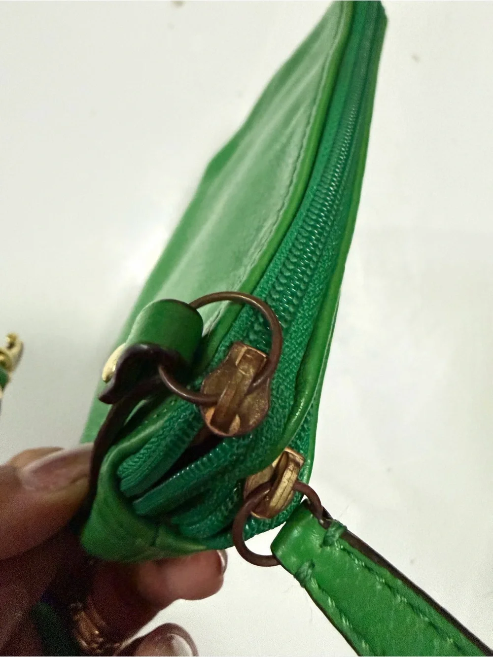 Coach Bright Green Leather Coin Pouch with Gold Logo vintage